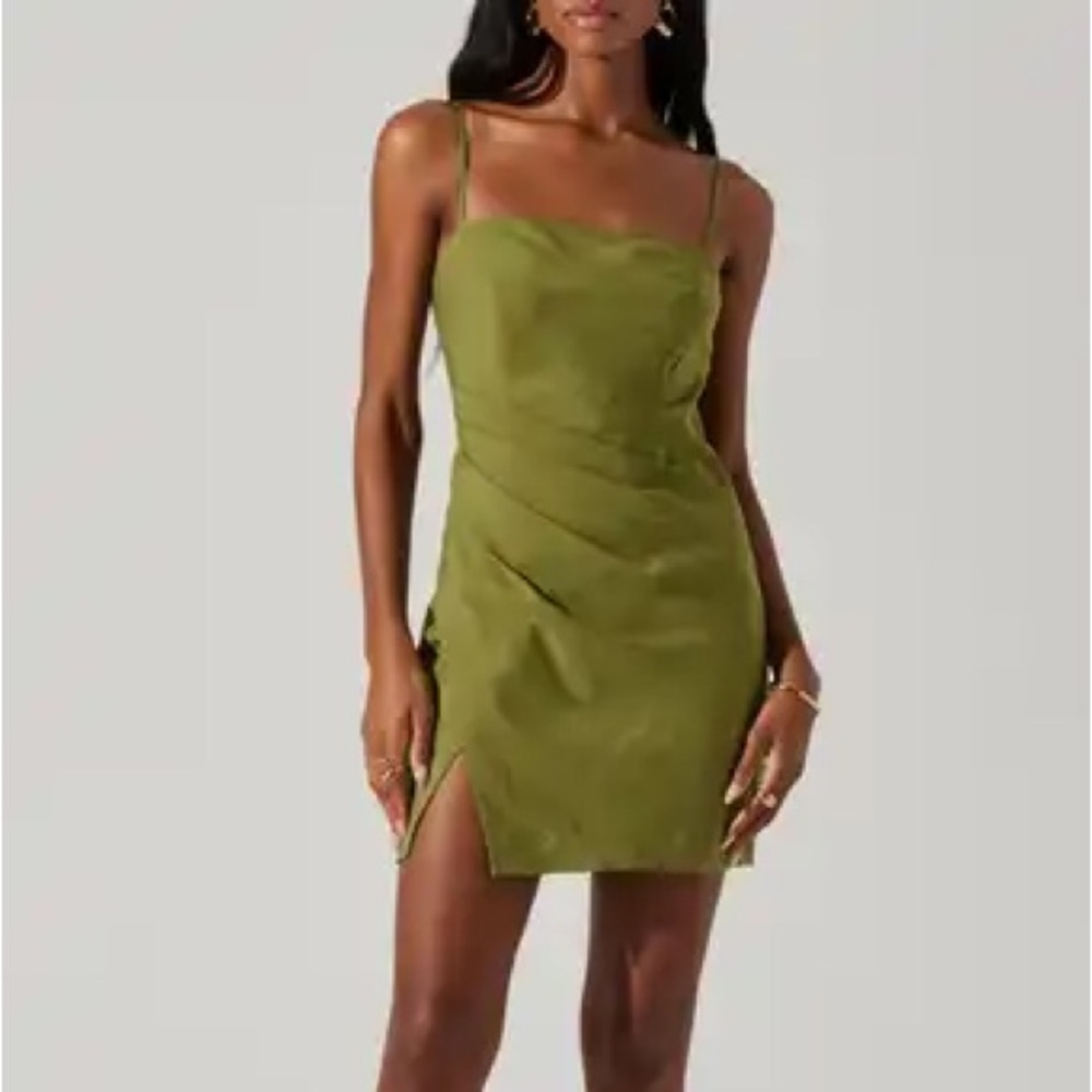 Astr The Label Isadora Draped Green Mini Dress